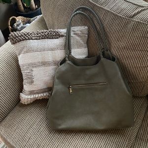 Large Olive Green Purse / Tote / Bag with wristlet
